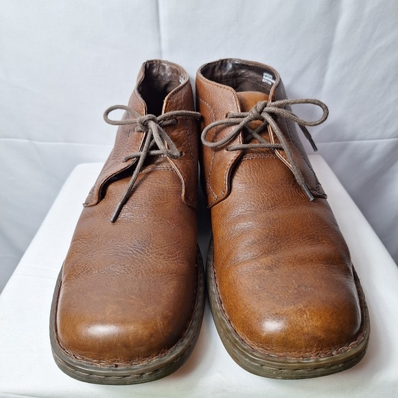 BORN Hemlock Chelsea Boots Mens Sz 12 Brown Leather Lace-Up Preppy Casual Sporty